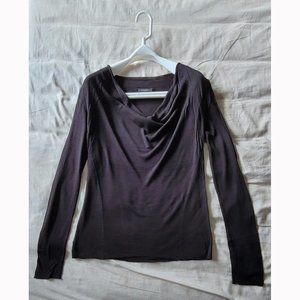 Aritzia Babaton Black Rayon Cowl Neck Long Sleeve